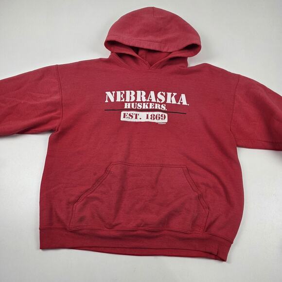 Nebraska Cornhuskers Hoodie Sweatshirt Mens Large Red NCAA Football Pullover - Picture 3 of 13